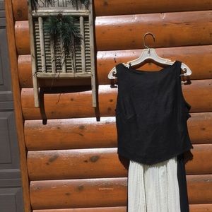 Luxury Look Linen BLACK Beaded Edge Finity STUDIO Top VNPLC SZ 8